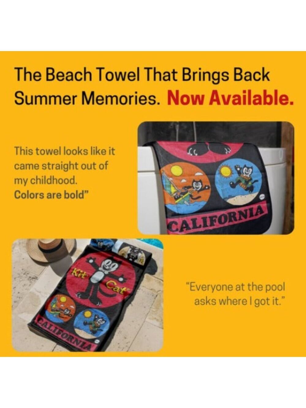 Vintage Kit Cat klock clock Beach Towel - Picture 6 of 6